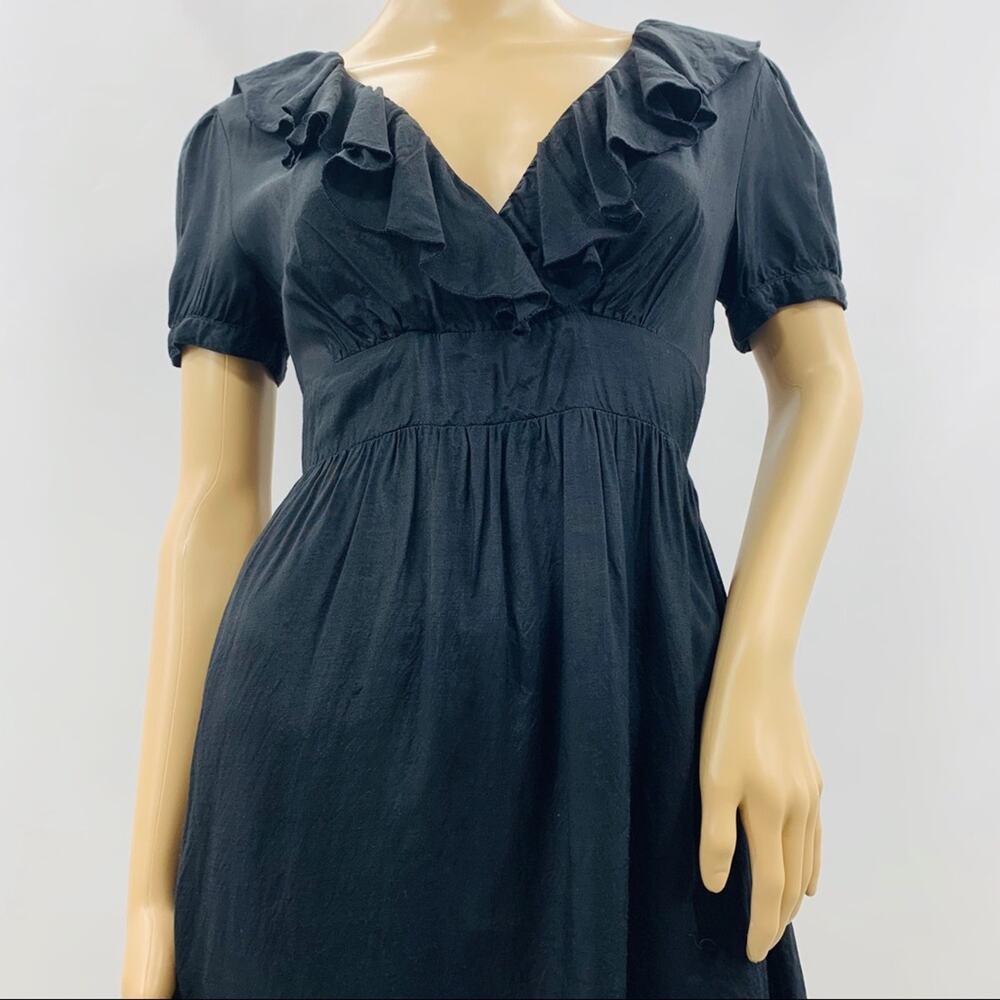 ASOS Black Wrap Dress with Ruffle Neck Line - Picture 5 of 11
